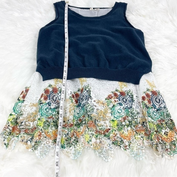 Anthropologie Moth Layered Sleeveless Knit Sweater Vest Top w /Lace Trim Medium - Picture 5 of 8